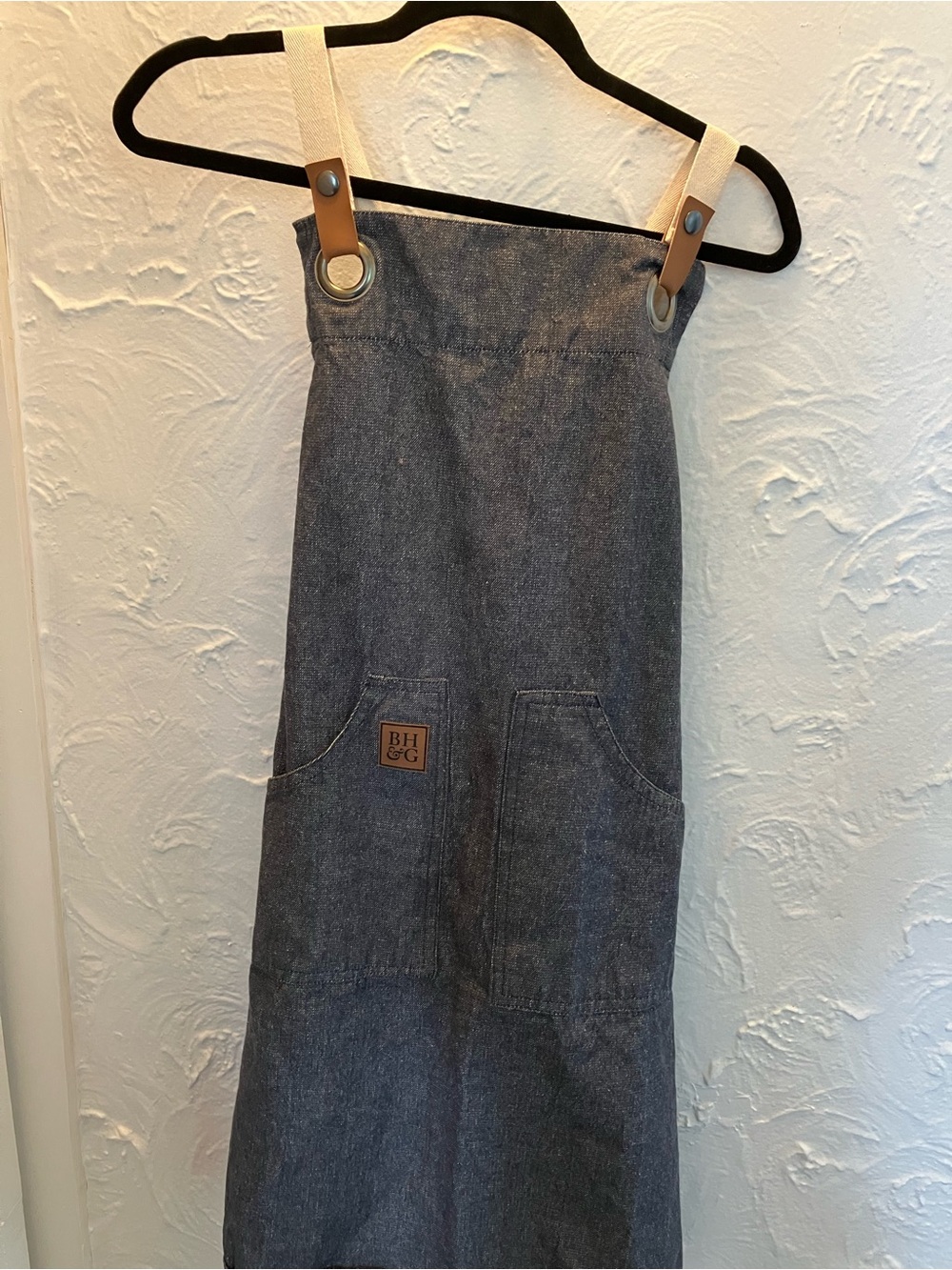 Better Homes And Gardens Blue Denim Apron with Tan Straps